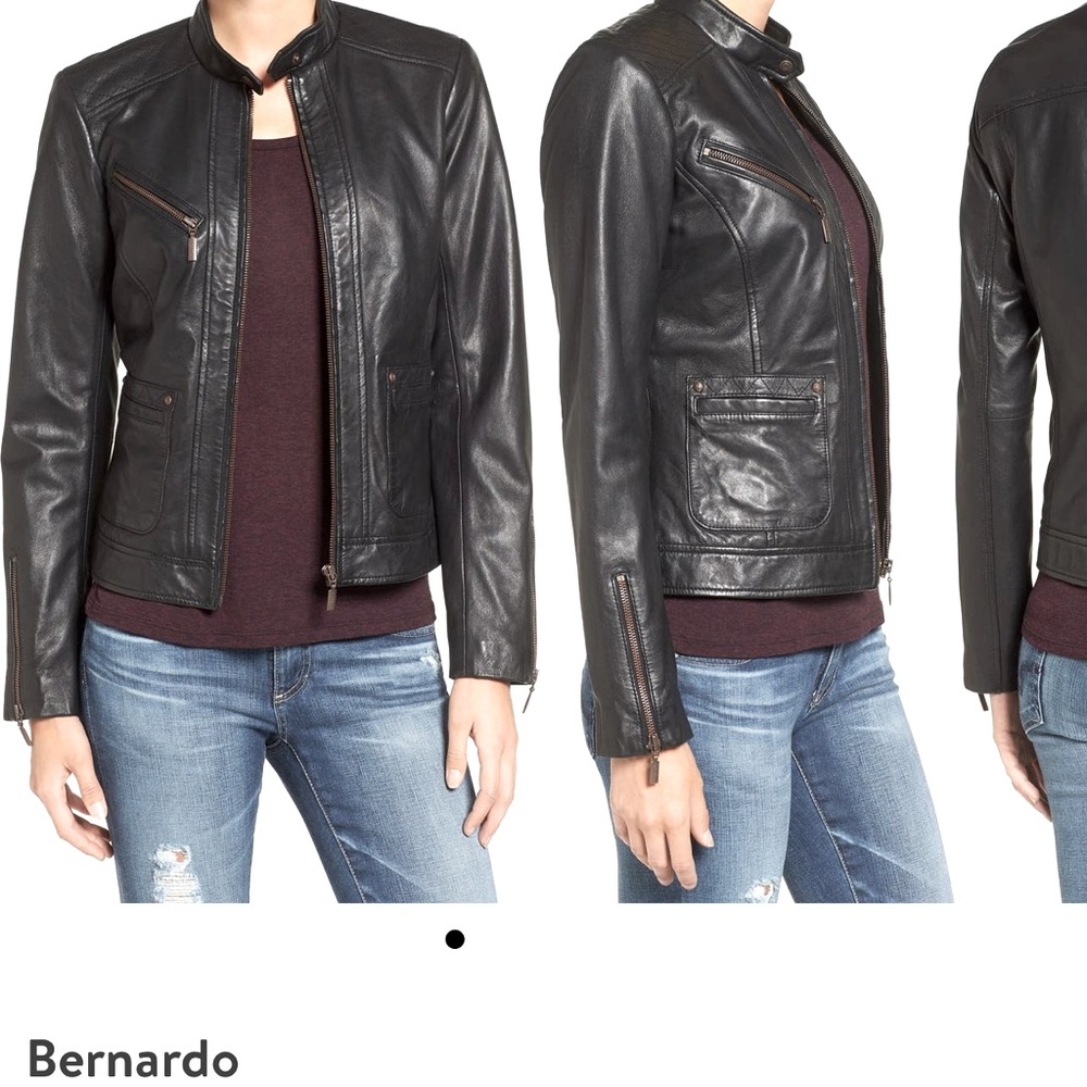 Bernardo leather moto coat M